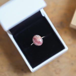 14K White Gold Rhodochrosite Ring - Gold Rhodochrosite Ring - White Gold Ring - OOAK