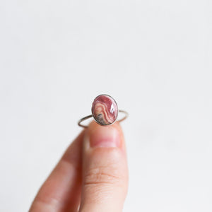 14K White Gold Rhodochrosite Ring - Gold Rhodochrosite Ring - White Gold Ring - OOAK