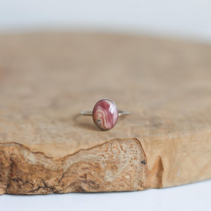 14K White Gold Rhodochrosite Ring - Gold Rhodochrosite Ring - White Gold Ring - OOAK