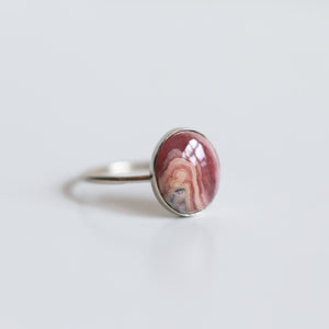 14K White Gold Rhodochrosite Ring - Gold Rhodochrosite Ring - White Gold Ring - OOAK