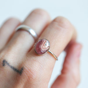 14K White Gold Rhodochrosite Ring - Gold Rhodochrosite Ring - White Gold Ring - OOAK