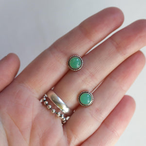 Chrysoprase Posts - Chrysoprase Traditional Posts - .925 Sterling Silver - Silversmith - Chrysoprase Studs