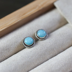 Amazonite Posts - .925 Sterling Silver - Soft Aqua Blue Studs - Amazonite Earrings