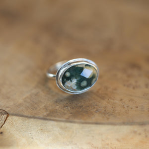 Ocean Jasper East West Oval Ring - .925 Sterling Silver - Choose Your Stone = Silversmith Ring