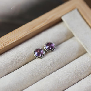 Amethyst Traditional Posts - .925 Sterling Silver - Amethyst Studs Earrings