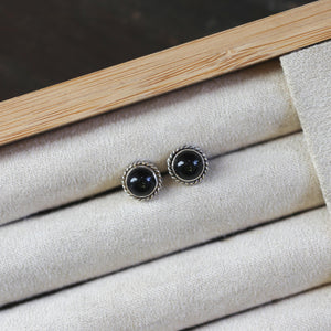 Black Onyx Traditional Posts - .925 Sterling Silver - Onyx Studs - Silversmith Posts