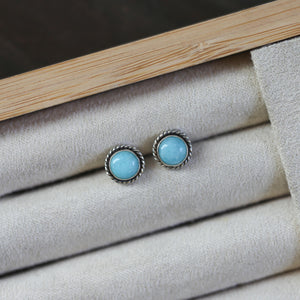 Amazonite Posts - .925 Sterling Silver - Soft Aqua Blue Studs - Amazonite Earrings