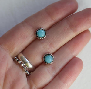 Amazonite Posts - .925 Sterling Silver - Soft Aqua Blue Studs - Amazonite Earrings