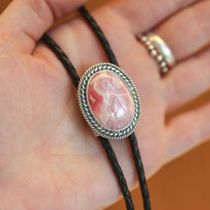 Ready to Ship - Rhodochrosite Bolo - Sterling Silver - Rhodochrosite Necklace - OOAK