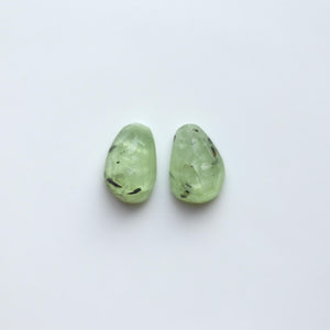 Prehnite Drop Earrings - Prehnite Earrings - French Clip Earrings - Silversmith Earrings - OOAK