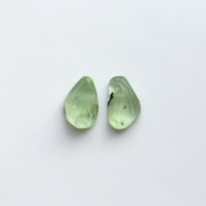 Prehnite Drop Earrings - Prehnite Earrings - French Clip Earrings - Silversmith Earrings - OOAK