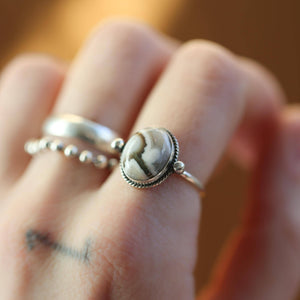 Ocean Jasper Delica Ring - Delica Ring - Choose your own stone - Sterling Silver Ring