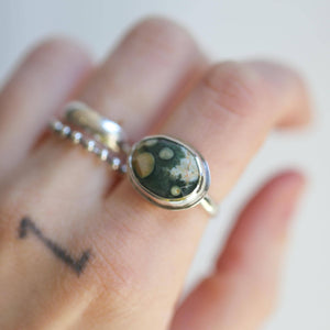 Ocean Jasper East West Oval Ring - .925 Sterling Silver - Choose Your Stone = Silversmith Ring