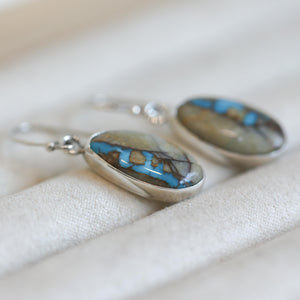 Ready to Ship - Royston Ribbon Earrings - Royston Turquoise Earrings - .925 Sterling Silver - OOAK