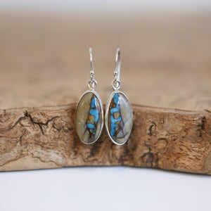 Ready to Ship - Royston Ribbon Earrings - Royston Turquoise Earrings - .925 Sterling Silver - OOAK