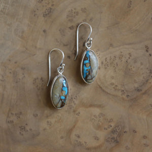 Ready to Ship - Royston Ribbon Earrings - Royston Turquoise Earrings - .925 Sterling Silver - OOAK