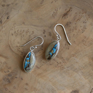 Ready to Ship - Royston Ribbon Earrings - Royston Turquoise Earrings - .925 Sterling Silver - OOAK