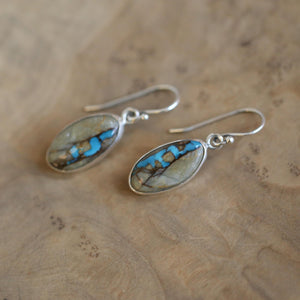 Ready to Ship - Royston Ribbon Earrings - Royston Turquoise Earrings - .925 Sterling Silver - OOAK