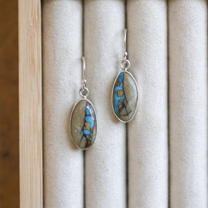 Ready to Ship - Royston Ribbon Earrings - Royston Turquoise Earrings - .925 Sterling Silver - OOAK