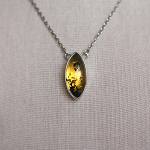 Chiapas Amber Necklace - Yellow Amber Pendant - Sterling Silver - Ready to Ship