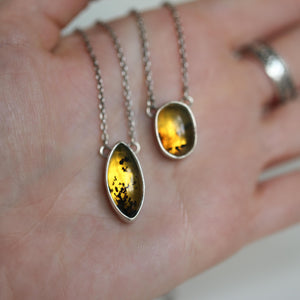 Chiapas Amber Necklace - Yellow Amber Pendant - Sterling Silver - Ready to Ship