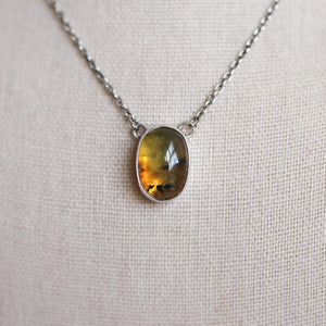 Chiapas Amber Necklace - Yellow Amber Pendant - Sterling Silver - Ready to Ship