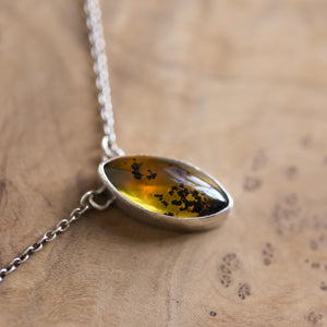 Chiapas Amber Necklace - Yellow Amber Pendant - Sterling Silver - Ready to Ship