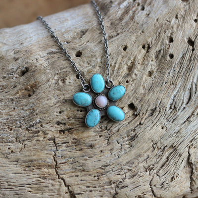 Statement Turquoise flower gemstone handmade designer necklace at ?4450 |  Azilaa