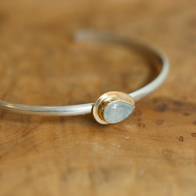 Aquamarine, Moonstone, Chrome Diopside Silver Bracelet – Arkadia Designs